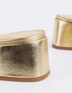 Mid Heels|Mules-L'INTERVALLE Fortunata Gold Leather
