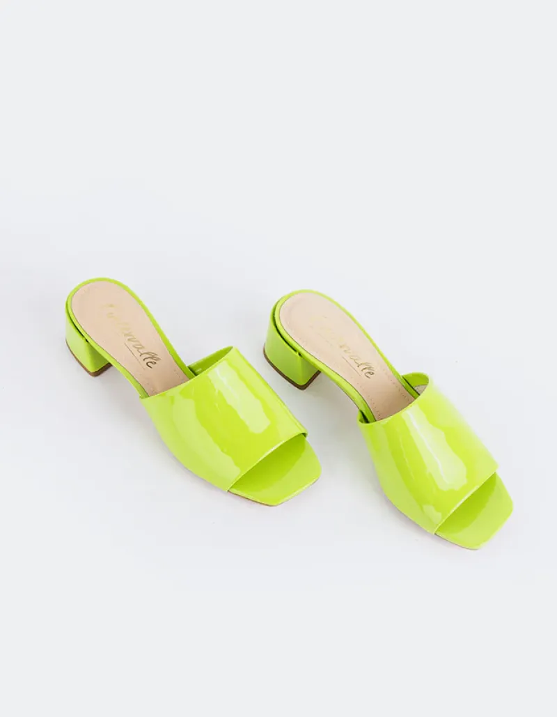 Mid Heels|Mules-L'INTERVALLE Fortunata Green Naplack