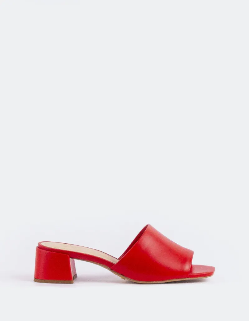 Mid Heels|Mules-L'INTERVALLE Fortunata Red Leather
