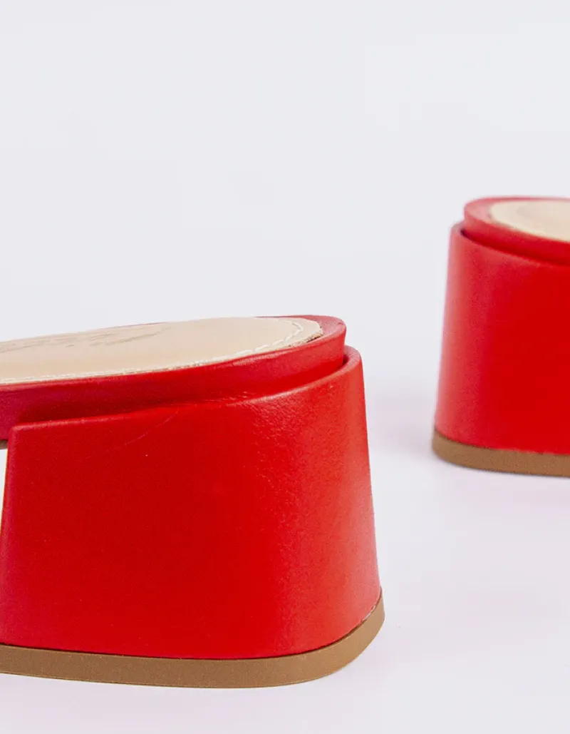 Mid Heels|Mules-L'INTERVALLE Fortunata Red Leather