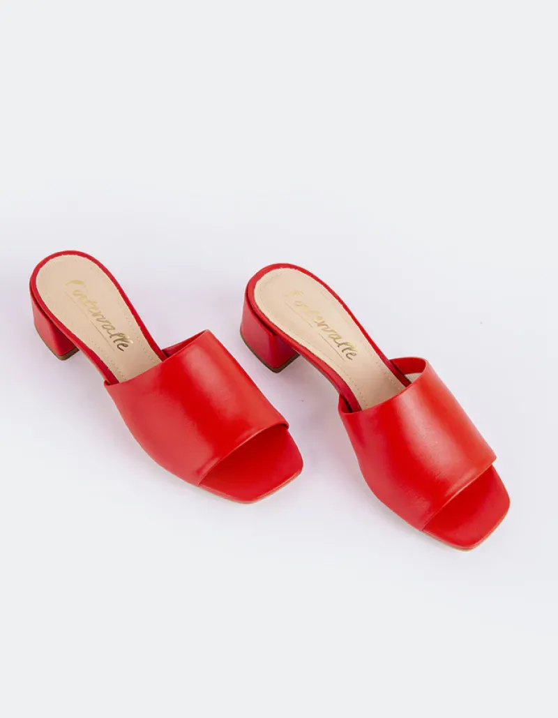 Mid Heels|Mules-L'INTERVALLE Fortunata Red Leather