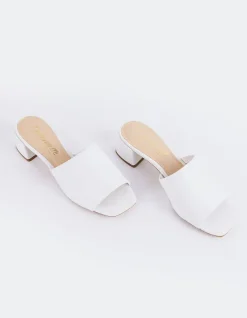 Mid Heels|Mules-L'INTERVALLE Fortunata White Leather
