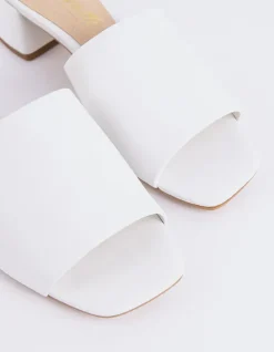 Mid Heels|Mules-L'INTERVALLE Fortunata White Leather