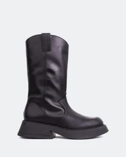 Ankle Boots-L'INTERVALLE Gaulle Black Leather