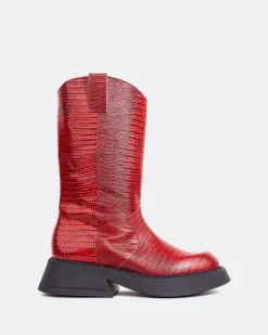 Ankle Boots-L'INTERVALLE Gaulle Red Leather