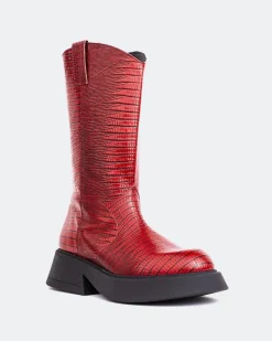 Ankle Boots-L'INTERVALLE Gaulle Red Leather