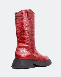 Ankle Boots-L'INTERVALLE Gaulle Red Leather