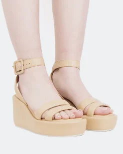 Wedges-L'INTERVALLE Geralda, Camel Leather/Cuir Chameau