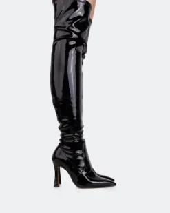 Over-the-knee|Stretch-L'INTERVALLE Giverny Black Patent Stretch