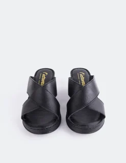 Wedges-L'INTERVALLE Govina Black Leather