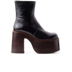 Platform|Ankle Boots-L'INTERVALLE Gunner Black Leather & Brown Sole