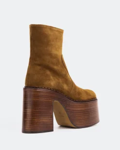 Platform|Ankle Boots-L'INTERVALLE Gunner Brown Suede