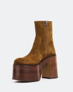 Platform|Ankle Boots-L'INTERVALLE Gunner Brown Suede