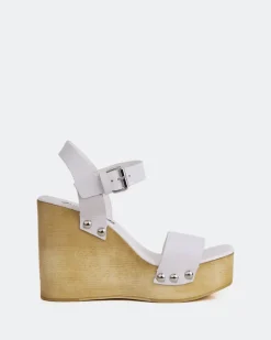 Wood Sandals|Wedges-L'INTERVALLE Heloise White Leather