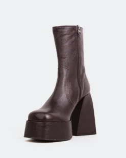 Platform|Ankle Boots-L'INTERVALLE Hippie Brown Leather