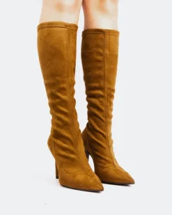 Tall Boots-L'INTERVALLE Horizon Tan Suede Stretch