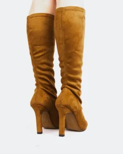 Tall Boots-L'INTERVALLE Horizon Tan Suede Stretch
