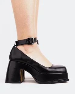 Platforms|Mary-jane-L'INTERVALLE Huchette Black Leather