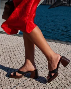 Mid Heels|Mules-L'INTERVALLE Isadora Black Leather
