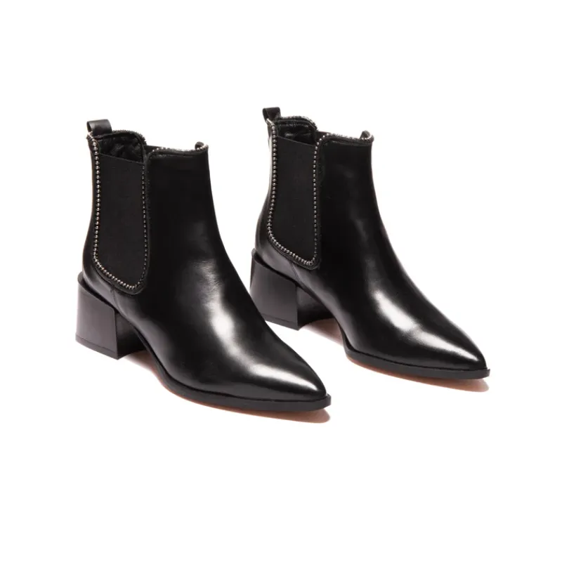 Ankle Boots-L'INTERVALLE Jalna Black Leather