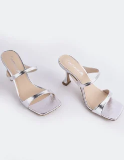 Mid Heels|Mules-L'INTERVALLE Jandira Silver Leather