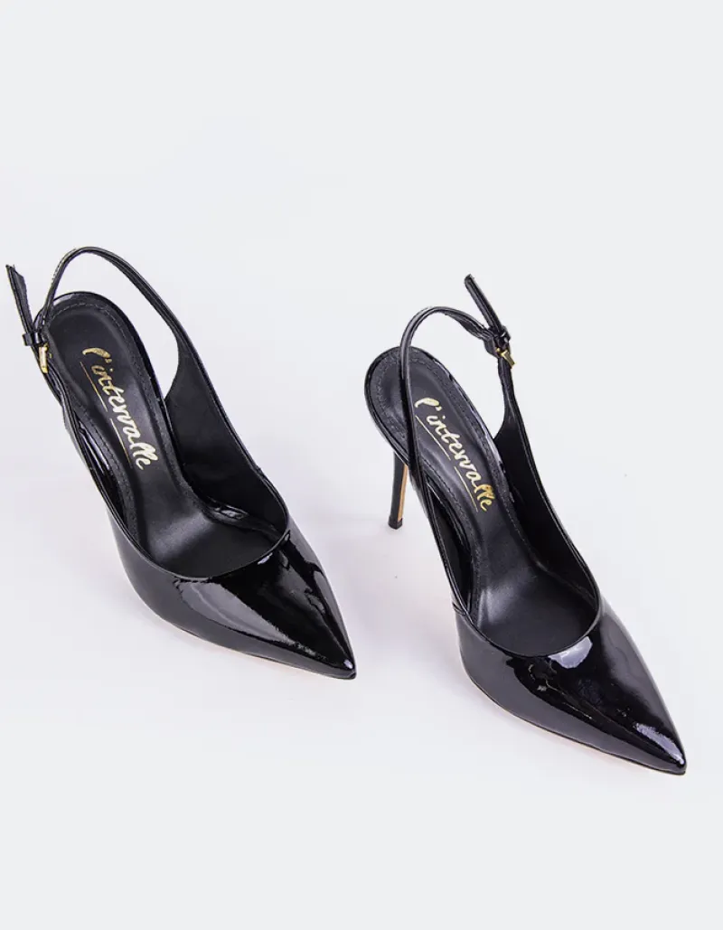 Slingbacks-L'INTERVALLE Janeiro Black Patent
