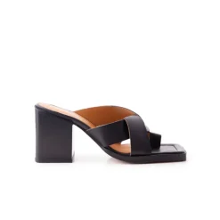 Mules-L'INTERVALLE Justina Black Leather