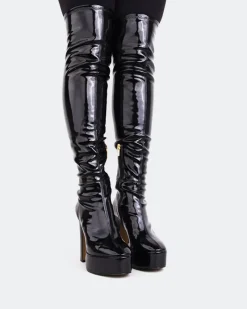 Over-the-knee|Platform-L'INTERVALLE Kalaf Black Patent