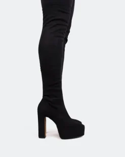 Over-the-knee|Stretch-L'INTERVALLE Kalaf Black Suede Stretch