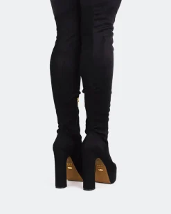 Over-the-knee|Stretch-L'INTERVALLE Kalaf Black Suede Stretch