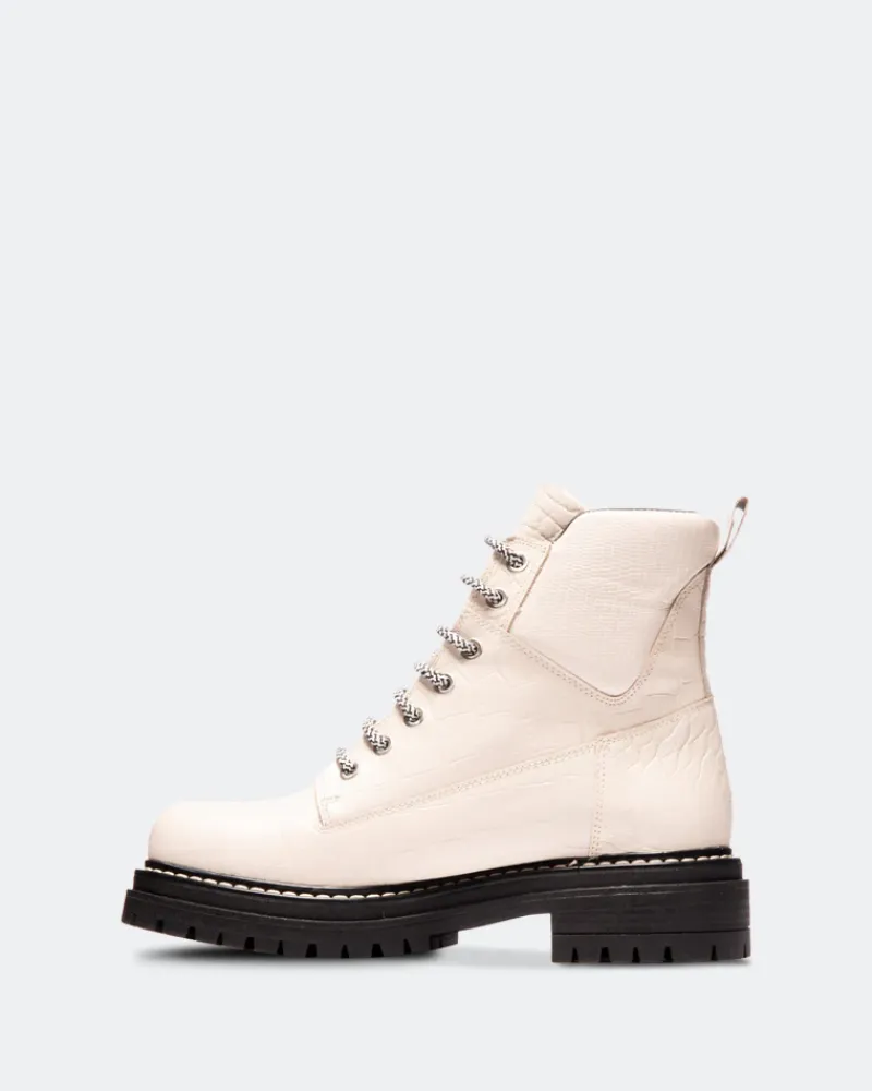 Ankle Boots-L'INTERVALLE Kawasaki Off White Croco