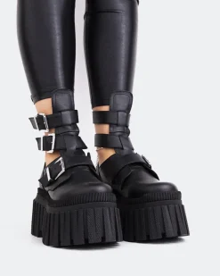 Platform|Ankle Boots-L'INTERVALLE Landry Black Leather