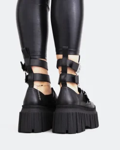 Platform|Ankle Boots-L'INTERVALLE Landry Black Leather