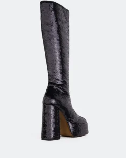 Platform|Tall Boots-L'INTERVALLE Latto Black Sequins