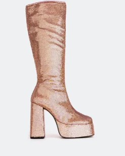 Platform|Tall Boots-L'INTERVALLE Latto Pink Sequins