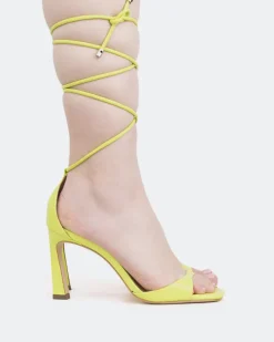 Strappy-L'INTERVALLE Lavo, Lime Leather/Cuir Citron
