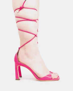 Strappy-L'INTERVALLE Lavo, Pink Leather/Cuir Rose