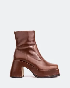 Platform|Ankle Boots-L'INTERVALLE Lepic Chestnut Leather