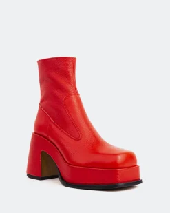 Platform|Ankle Boots-L'INTERVALLE Lepic Red Leather