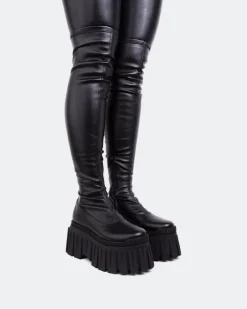 Over-the-knee|Stretch-L'INTERVALLE Letar Black Stretch