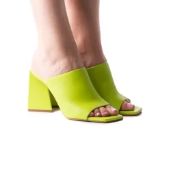 Mules-L'INTERVALLE Levu Lime Leather