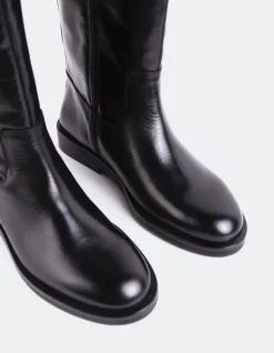 Tall Boots-L'INTERVALLE Lherma Black Leather