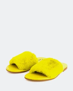 Flats-L'INTERVALLE Lillet Lime Faux Fur