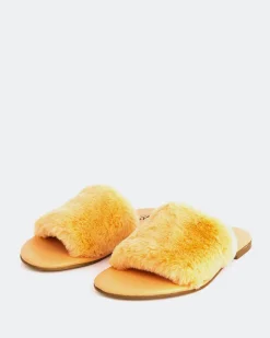 Flats-L'INTERVALLE Lillet Orange Faux Fur