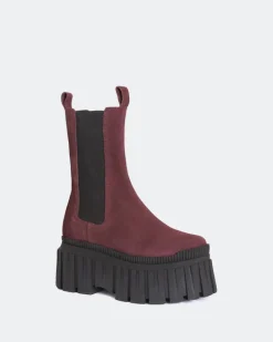 Chelsea|Ankle Boots-L'INTERVALLE Lorana Burgundy Suede