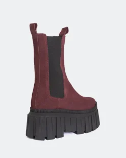 Chelsea|Ankle Boots-L'INTERVALLE Lorana Burgundy Suede