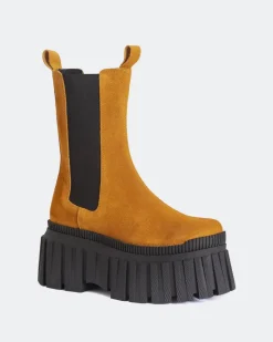 Ankle Boots|Chelsea-L'INTERVALLE Lorana Camel Suede