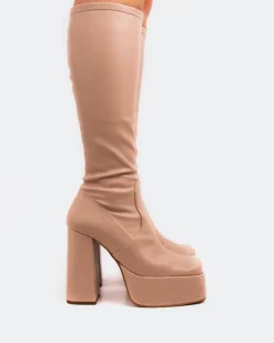 Platform|Tall Boots-L'INTERVALLE Lorde Pink Stretch