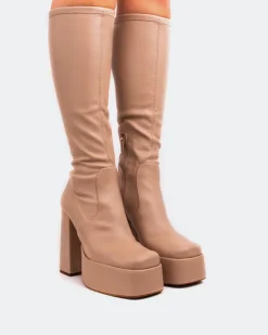 Platform|Tall Boots-L'INTERVALLE Lorde Pink Stretch