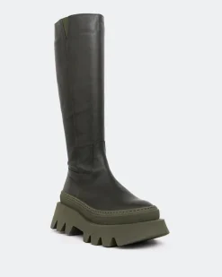 Tall Boots-L'INTERVALLE Mahone Green Leather